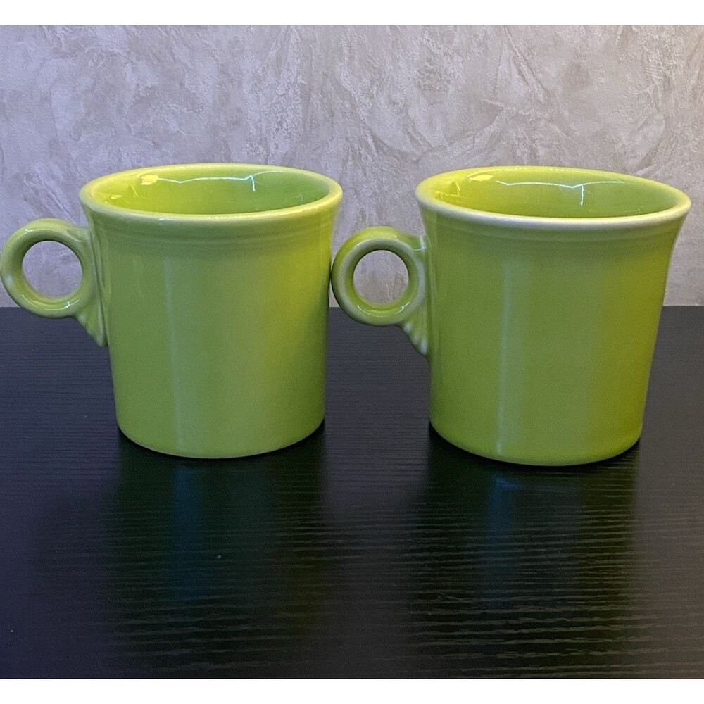 Homer Laughlin Fiesta ware Lemon Grass O-Ring handle coffee mugs set of 2